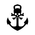 Nautical pirates anchor, isolated icon. Ship anchor, vintage black. Vector illustration for marine and heraldry design. EPS 10 Royalty Free Stock Photo