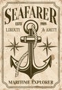 Nautical poster in vintage style with anchor