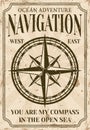 Nautical poster in vintage style with compass