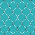 Nautical rope and big anchors seamless fishnet pattern