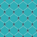 Nautical rope and dark Kraken seamless fishnet pattern