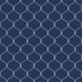 Nautical rope seamless fishnet pattern on dark blue background