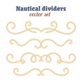 Nautical ropes. Dividers set. Decorative vector knots. Ornamental decor elements with rope. Royalty Free Stock Photo