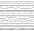 Nautical ropes monochrome outline vector illustrations set