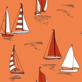 Nautical sail boat print seamless pattern Royalty Free Stock Photo