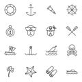 Nautical and sailor line icons set vector illustration Royalty Free Stock Photo