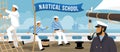 Nautical School Sailboat Flat Banner