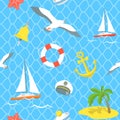 Nautical Sea Icons seamless pattern