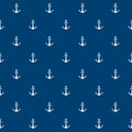 Nautical Seamless Pattern With Anchors On Blue Background
