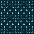 Nautical seamless pattern with anchors and star Royalty Free Stock Photo