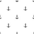 Nautical seamless pattern with black anchors on white. Ship and boat style ornament.