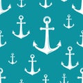 Nautical seamless pattern with white helms and anchors on blue