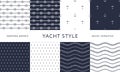 Nautical seamless patterns. Yacht style designn