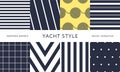 Nautical seamless patterns. Yacht style designn