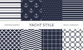 Nautical seamless patterns. Yacht style designn