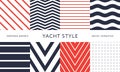 Nautical seamless patterns. Yacht style designn