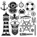 Nautical set of vector objects and design elements Royalty Free Stock Photo