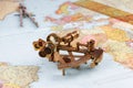 nautical sextant with optics, compass and ruler Royalty Free Stock Photo