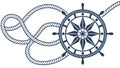 Nautical Ship Wheel, Anchor, and Rope, Maritime Navigation Set, vector design Generative AI Royalty Free Stock Photo