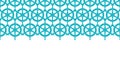 Nautical ship wheels abstract blue horizontal seamless pattern background