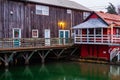 Nautical style buildings along the waterfront in Coupville on Whidbey Island