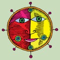 Nautical sun and moon symbol