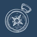 Compass sketch or chalk drawing, nautical symbol, marine navigation Royalty Free Stock Photo