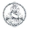 Nautical Tattoo with Anchor and Ribbon Royalty Free Stock Photo