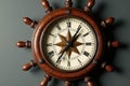 Nautical-Themed Wall Clock with Compass Design Royalty Free Stock Photo