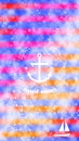 Nautical white anchor wreath boat yacht stripes colorful watercolor texture background wallpaper