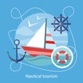 Nautical Tourism. Sailing Vessel in Blue Water Royalty Free Stock Photo