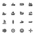 Nautical transport vector icons set