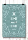 Nautical typography poster Home, sweet home Marine lettering