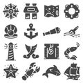 Nautical vector illustration icon set Royalty Free Stock Photo