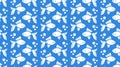 Nautical vector seamless pattern with flat icons of fish school, bubbles. White goldfish silhouette on blue color Royalty Free Stock Photo