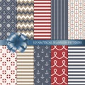 Nautical vector seamless patterns set Royalty Free Stock Photo