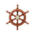 Nautical Vector Ship Wheel Illustration with Detailed Design, Marine Navigator Element Royalty Free Stock Photo