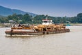 Barge with wood on the Irrawaddy River near Mandalay, Myanmar