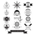 Nautical vessels vintage labels, icons and design elements.