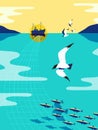 Nautical vintage flat color vector poster