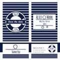 Nautical wedding invitation and RSVP card template