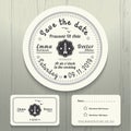 Nautical wedding invitation and RSVP round card template set