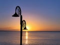 Nautilus Lamps Silhouetted Against A Winter Sunrise Royalty Free Stock Photo