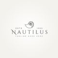 Nautilus minimalist line art badge logo design Royalty Free Stock Photo