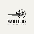 Seashell nautilus minimalist line art logo template vector illustration design