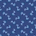 Nautilus ocean animal seamless pattern, isolated blue background.