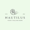 nautilus ocean water line art minimalist logo design Royalty Free Stock Photo