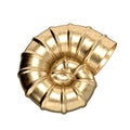 Nautilus pompilius metal shell 3d rendering