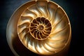 Nautilus shell on a dark background. 3d illustration, Nautilus shell, closeup of a nautilus shell, AI Generated