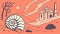 Nautilus Shell by a Deserted Adobe Building, vector design Generative AI Royalty Free Stock Photo